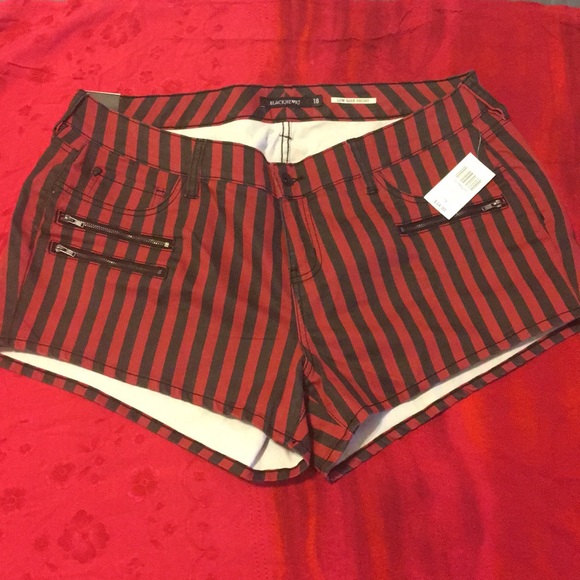 black and red striped shorts